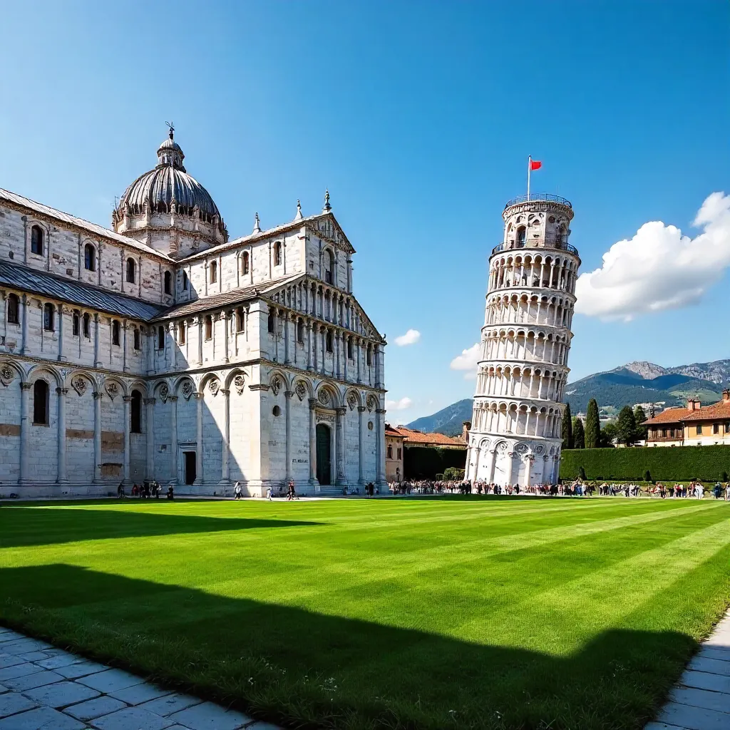 Pisa's Piazza dei Miracoli under Blue Skies