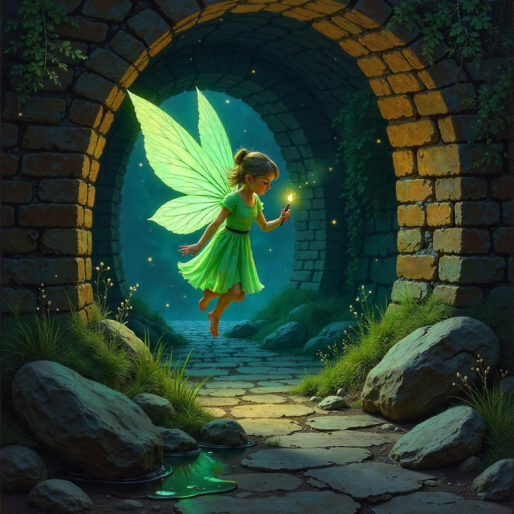 Oil Painting Sprite in a Subterranean Tunnel
