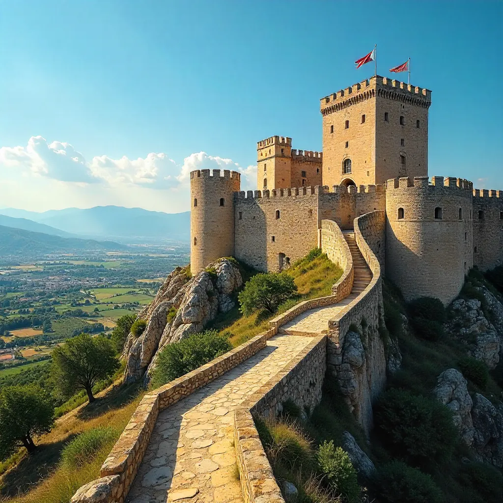 Majestic Fort in Occitanie under Clear Blue Skies
