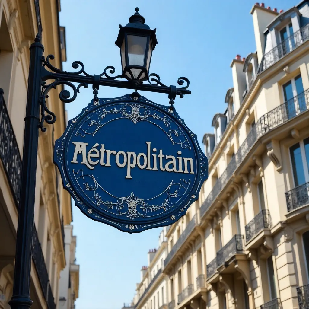 Elegant Métropolitain Sign with Parisian Architecture