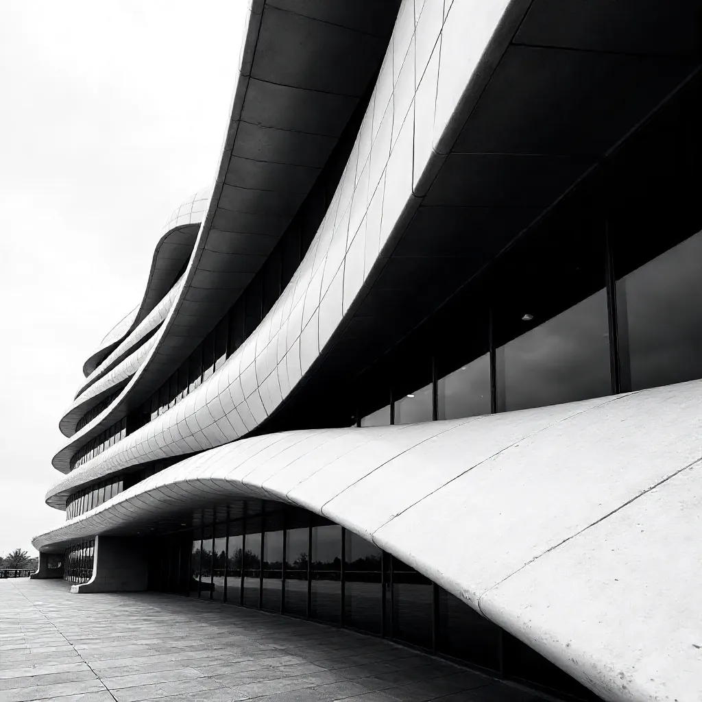 Monochrome Curve: Abstract Facade Architecture