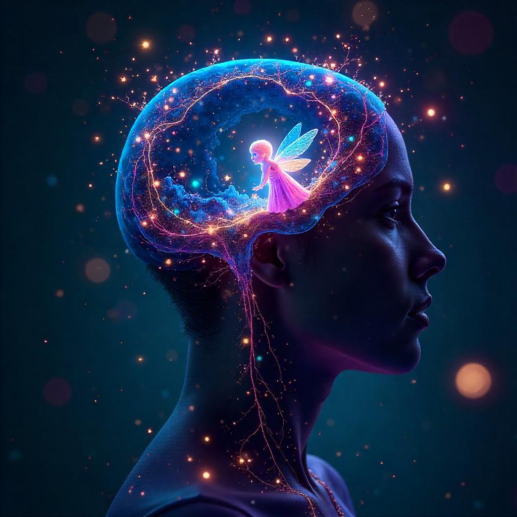 Inside a Mind: Neon Sprite in a Digital Dreamscape
