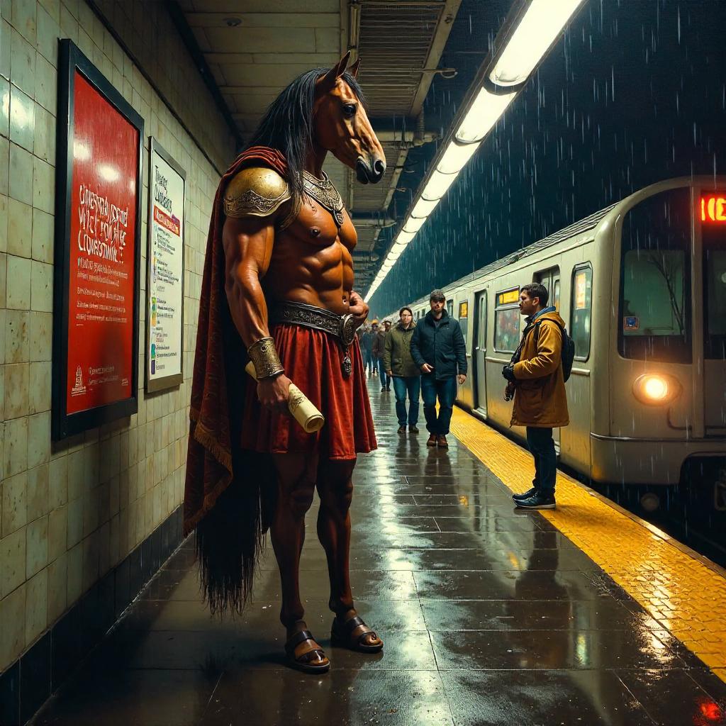Centaur in the Subway: An Oil Painting