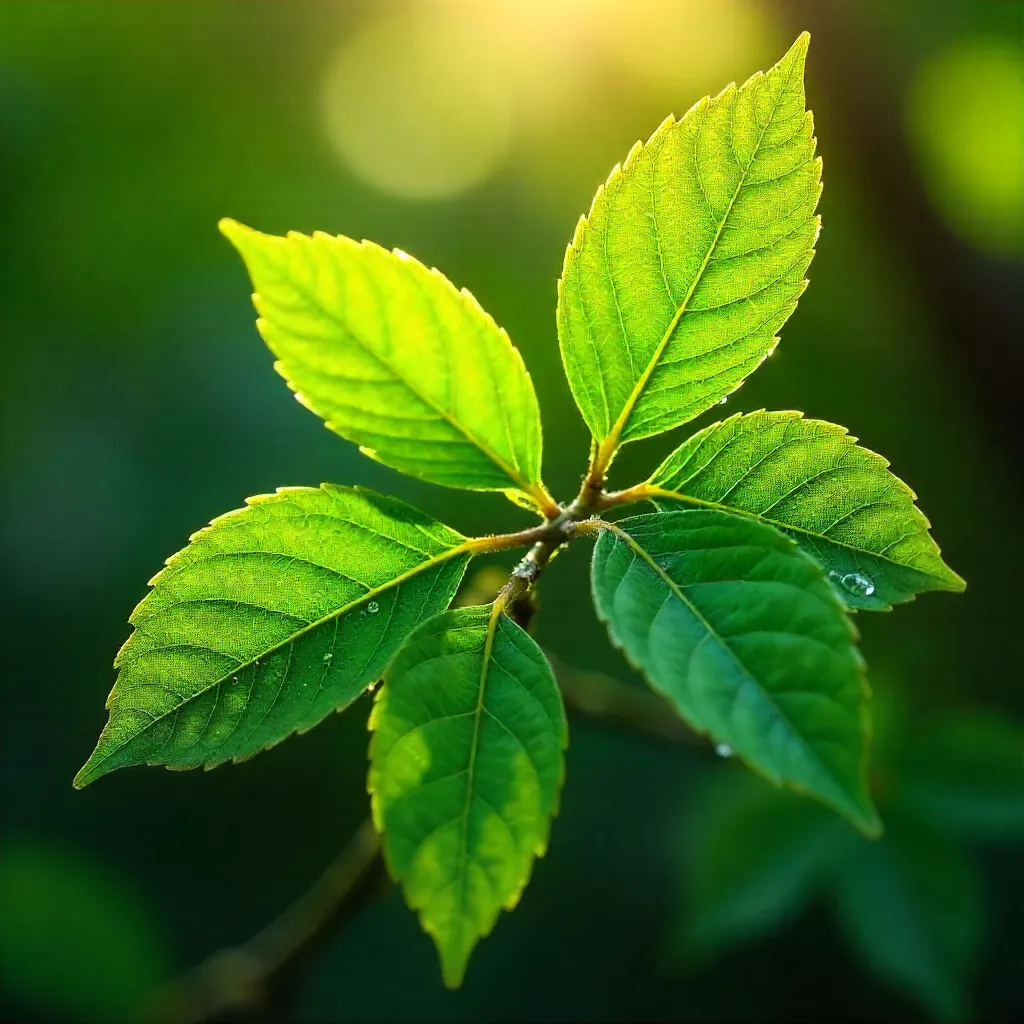 Glossy Laurel Leaves in Sunlit Macro Detail
