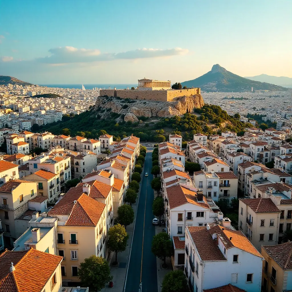Aerial Panorama of Athens: Dense City and Acropolis