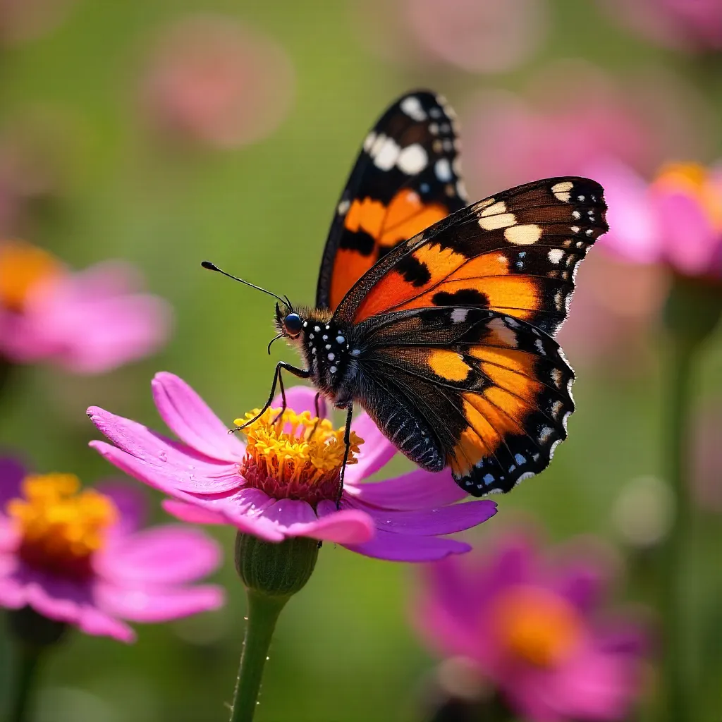 Butterfly on Vivid Flowers: Nature's Radiant Beauty