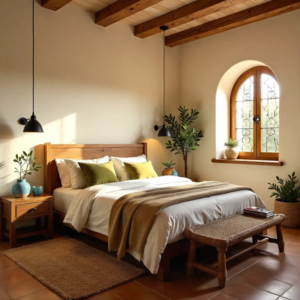 Cozy Warm-Toned Mediterranean Bedroom