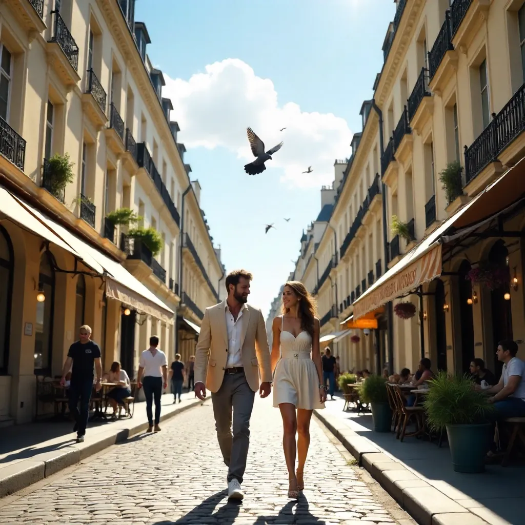 Sunlit Stroll by Parisian Facades