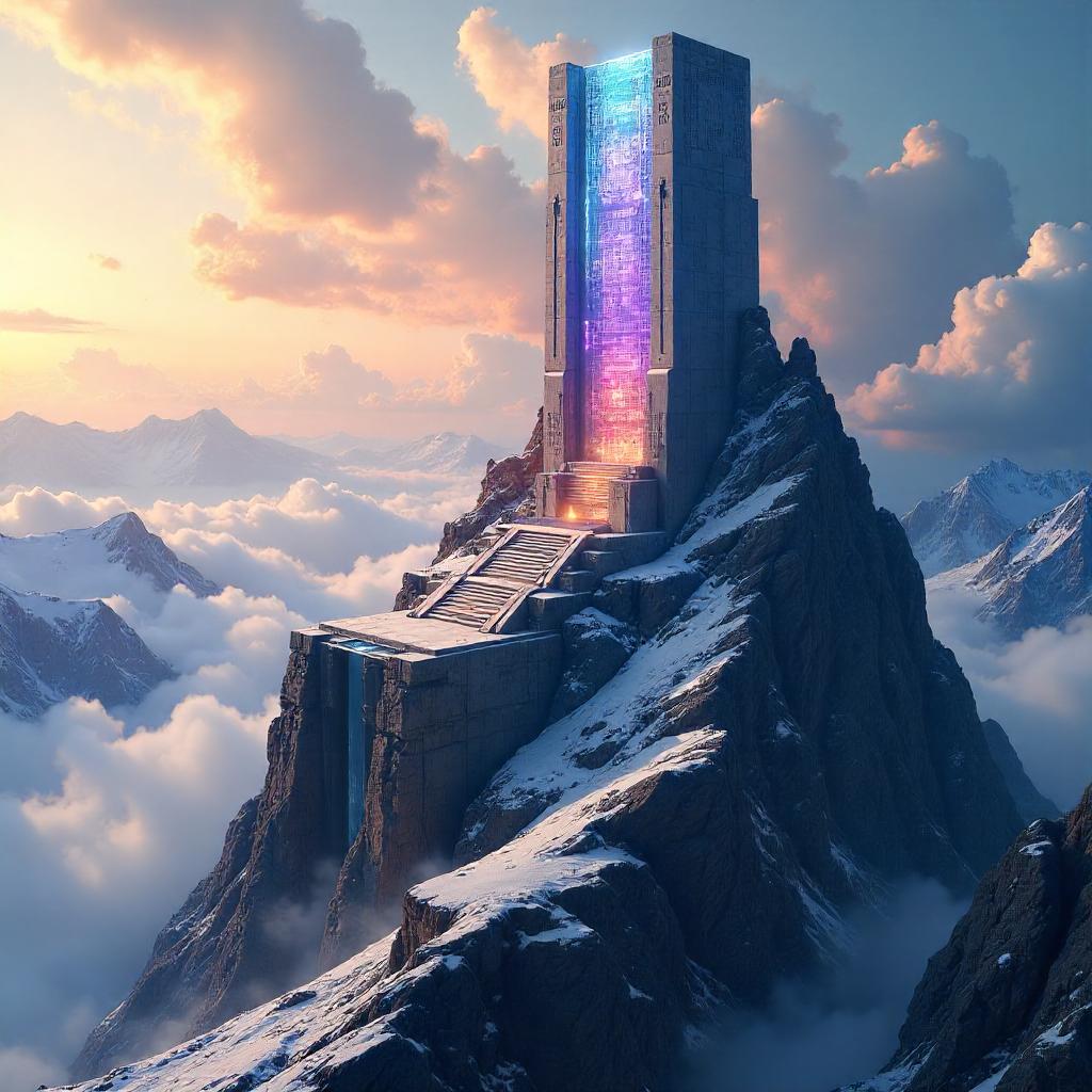 Monument on a Mountain Peak in Digital Art