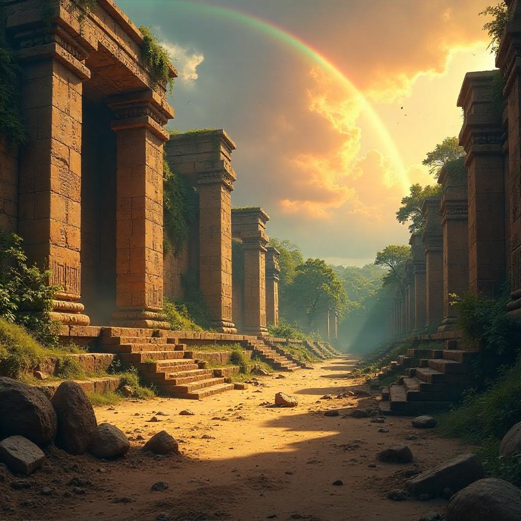 Rainbow Over Ancient Ruins: Concept Art