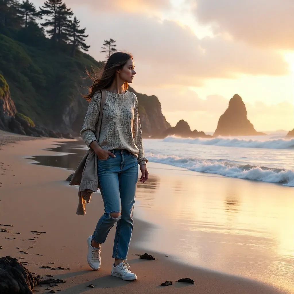 Serene Arch Cape Beach: Casual Oregon Coast Moment
