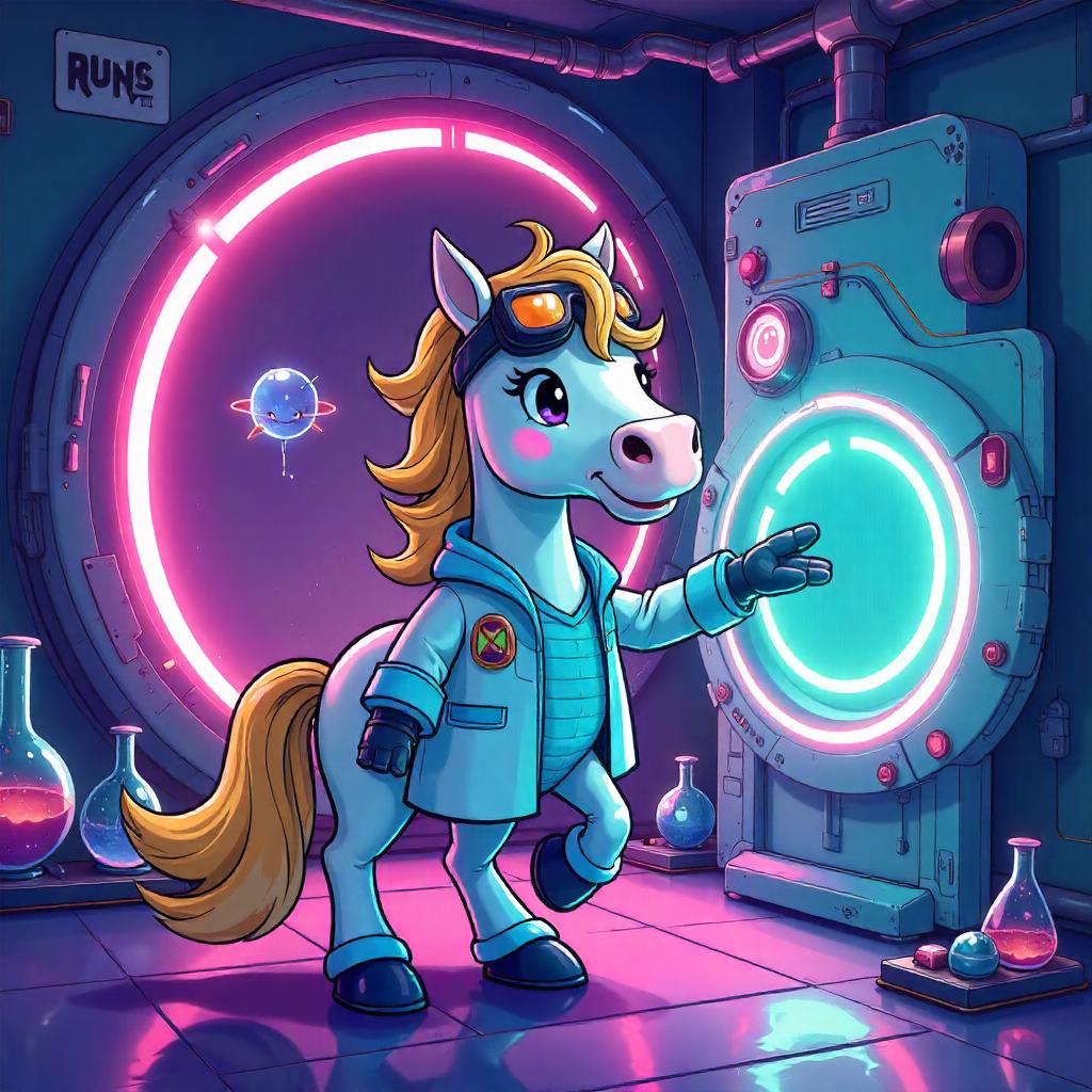 Portal Lab Horse: Cartoon Sci-Fi Stallion