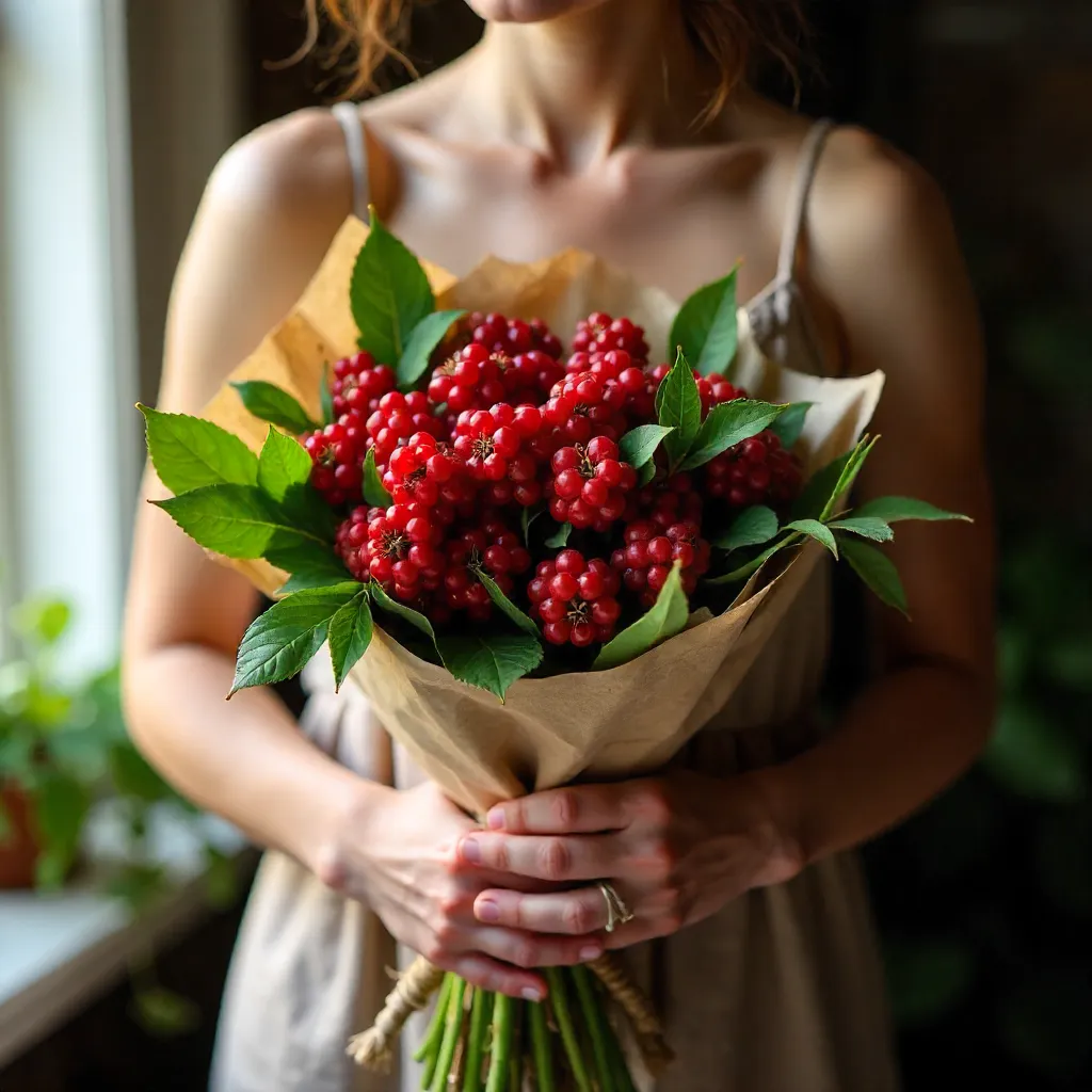 Vibrant Berry Bouquet in Rustic Paper