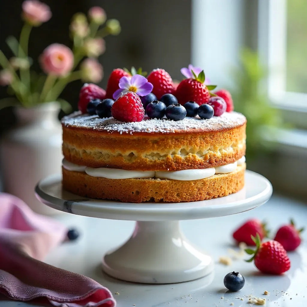 Artisanal Berry and Flower Cake