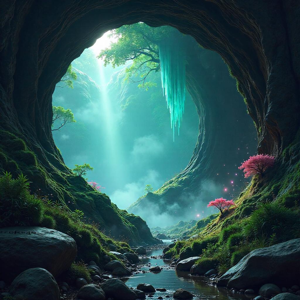 Cave Entrance in a Mystical Forest: Concept Art