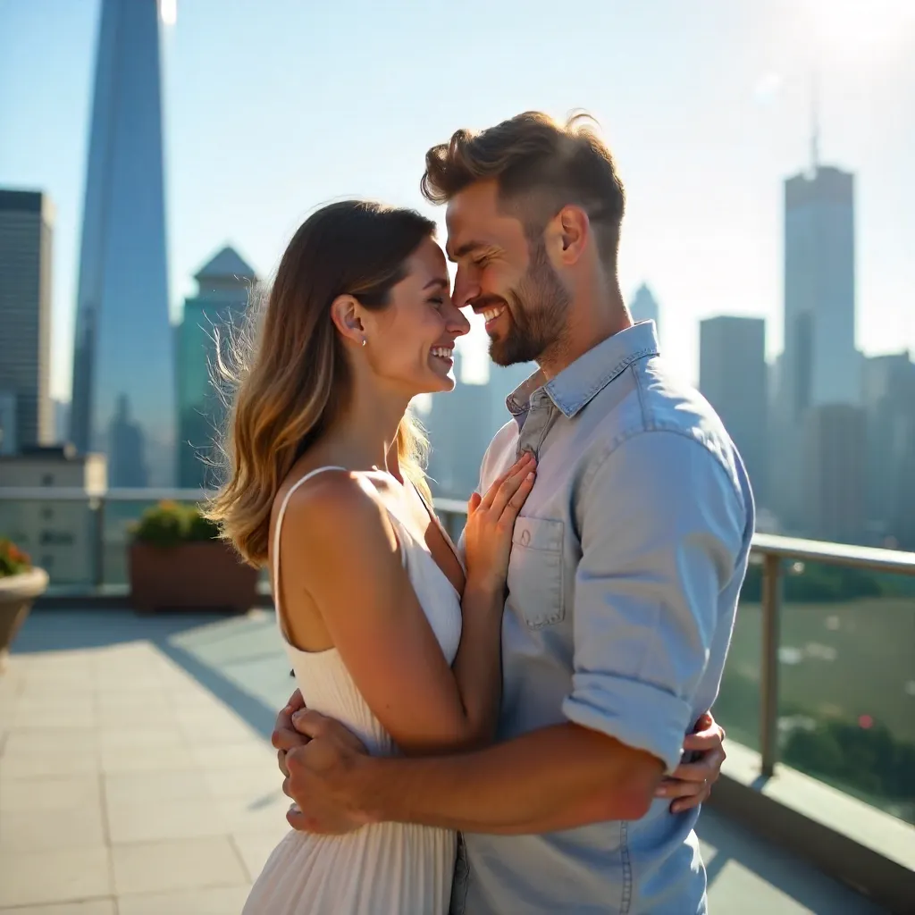 Sunlit embrace over the city skyline