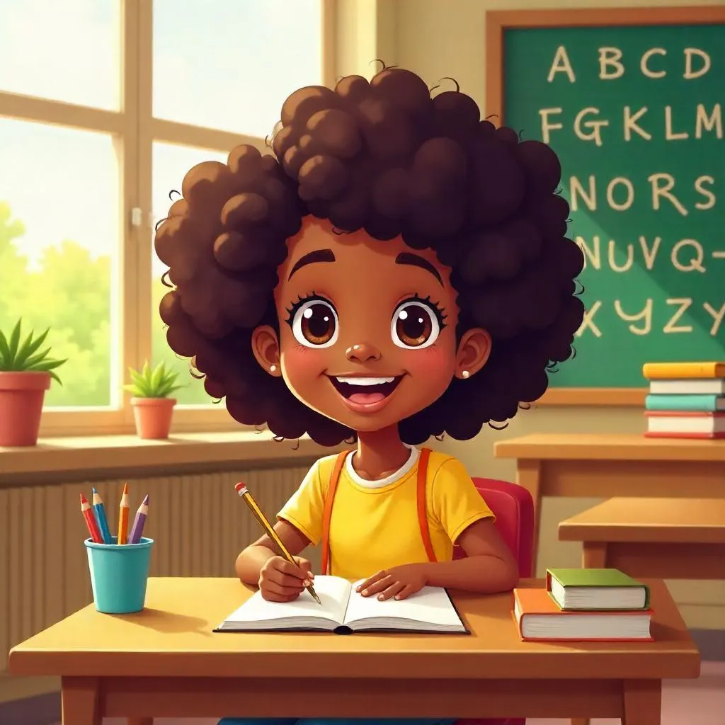 Whimsical Classroom Portrait of a Black Girl