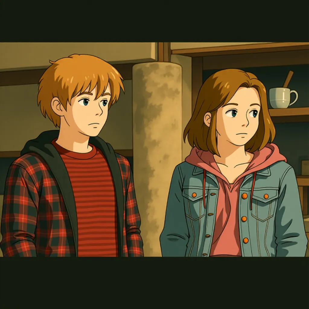 Rupert Grint and Emma Watson in Harry Potter and the Deathly Hallows: Part 2 (2011) - Anime style