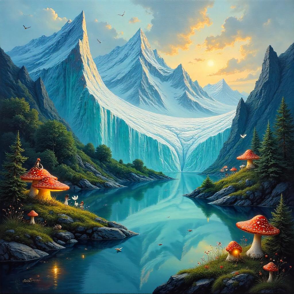 Glacier in a Fairy Wonderland: An Oil Painting Dream