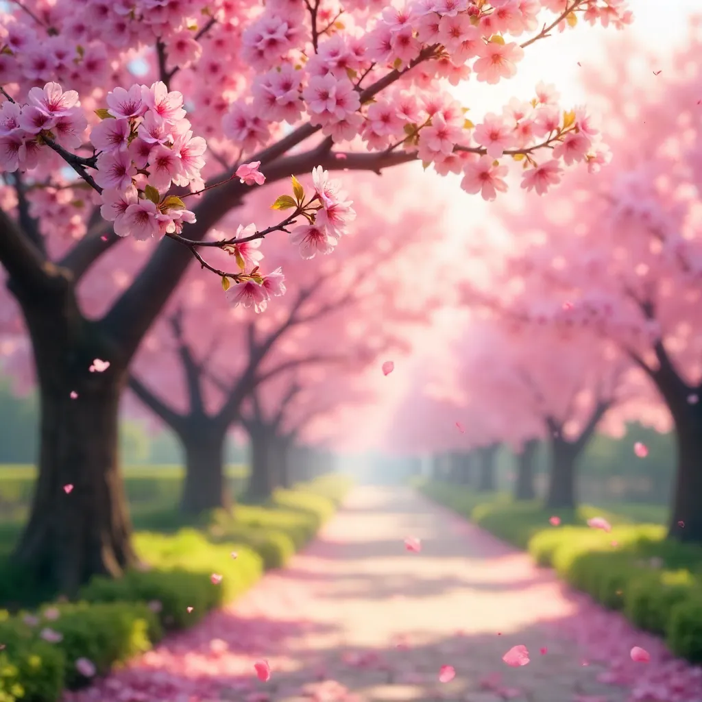 Vibrant Pink Cherry Blossoms in Full Bloom