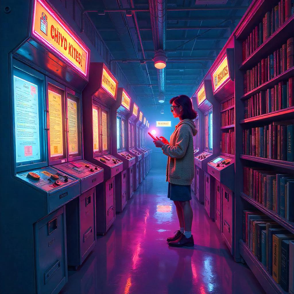 Librarian in a Neon Arcade