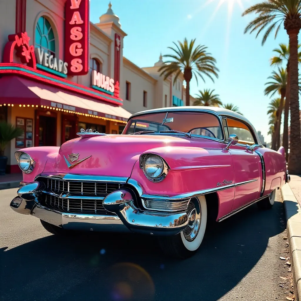 Vintage Pink Cadillac on the Las Vegas Strip