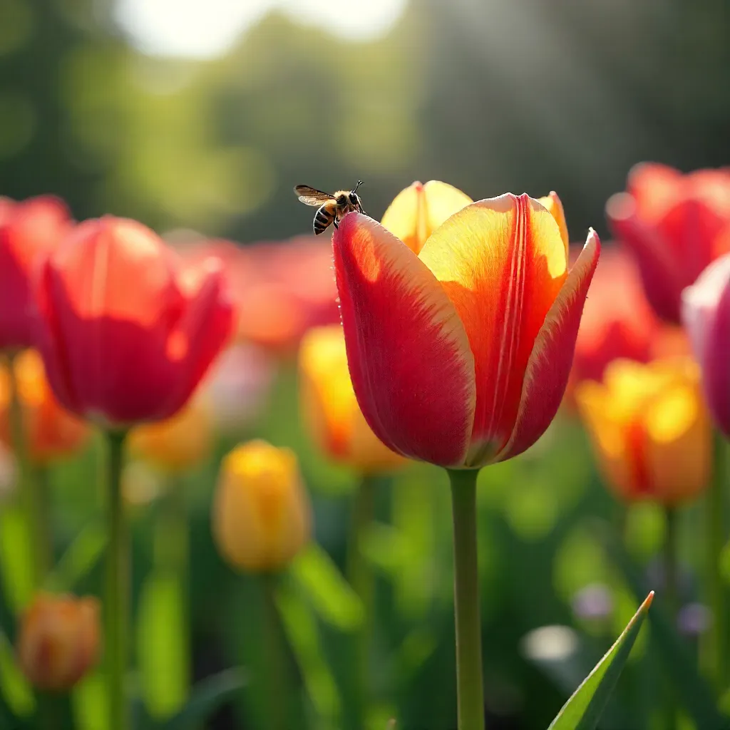 Vibrant Spring Tulip Garden in Striking Detail
