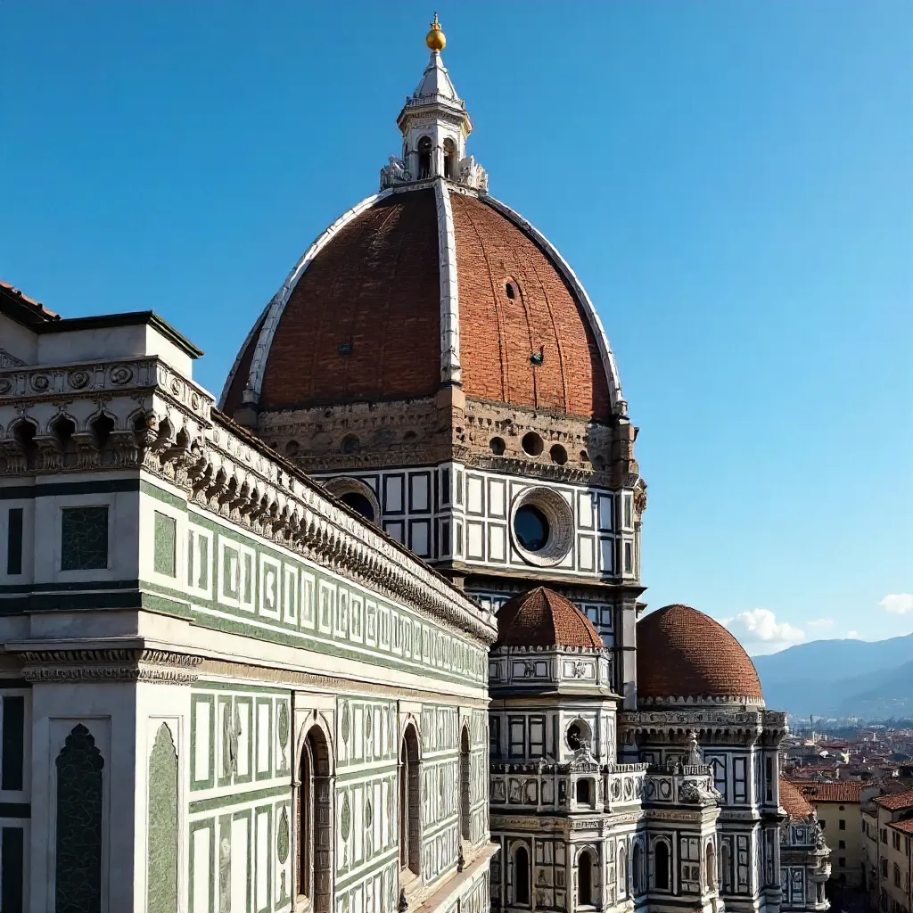 Detailed Clear-Sky View of Florence Cathedral with Brunelleschi's Dome