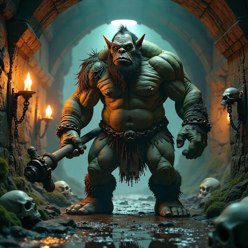 Giant Troll in a Damp Dungeon - 3D Render