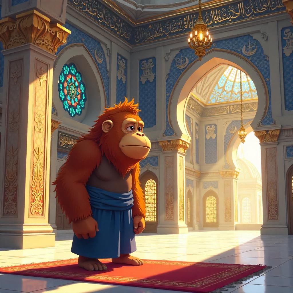 Orangutan in an Anime Mosque