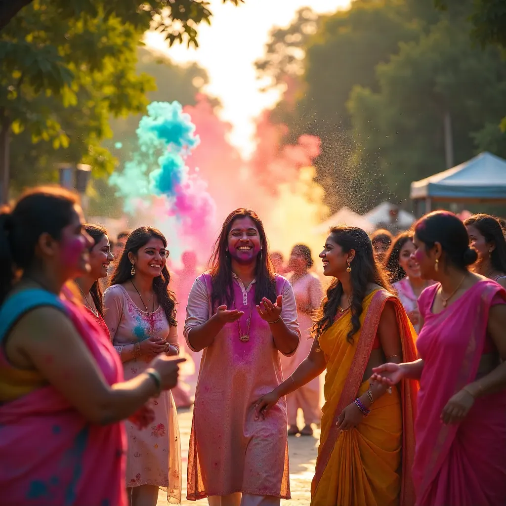 Holi Joy Outdoors: Vibrant Colors and Laughter