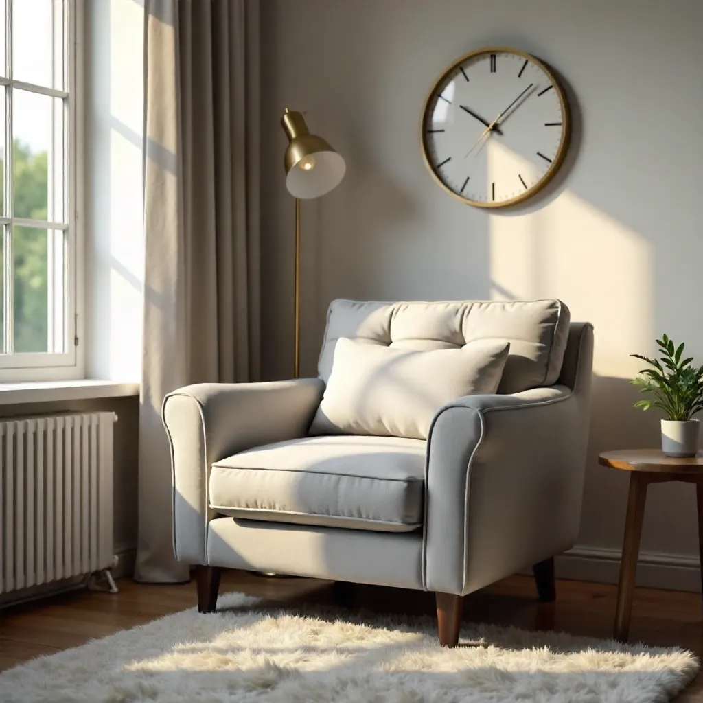 Serene Grey Armchair in a Quiet Living Room Corner