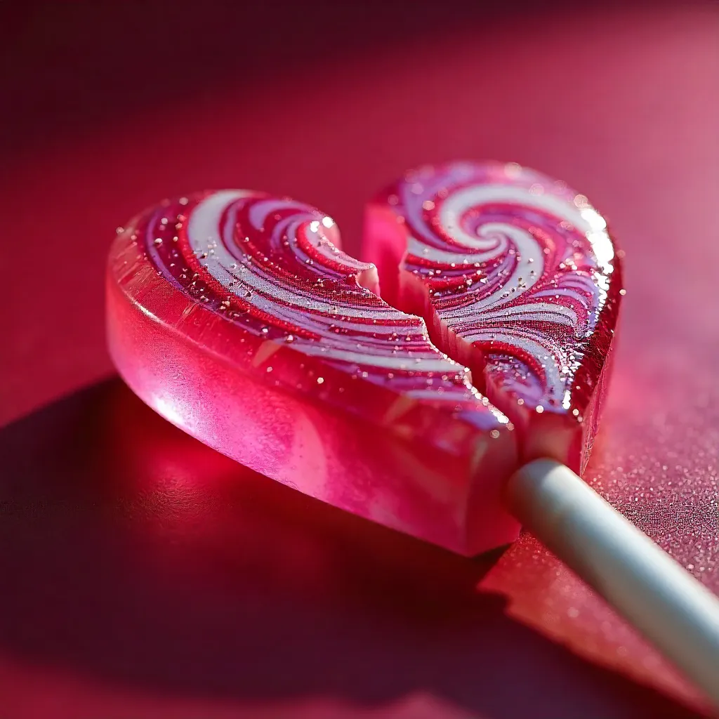 Broken Heart Lollipop on Red: Love and Heartbreak