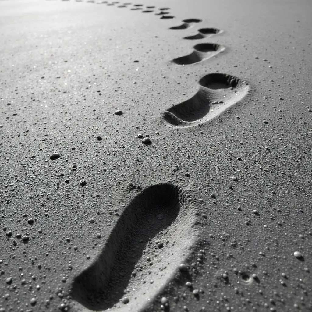 Monochrome Sand Textures: Footprints and Tire Tracks