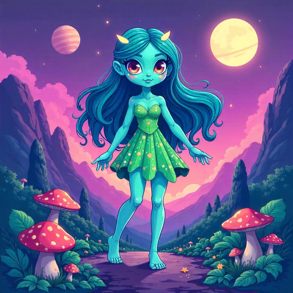Nymph of Neon Forest on an Alien World