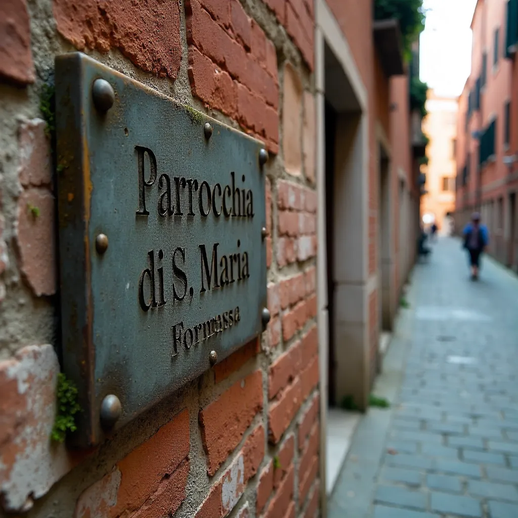 Crumbling Wall with Sign to Parrocchia di S. Maria Formosa, Venice