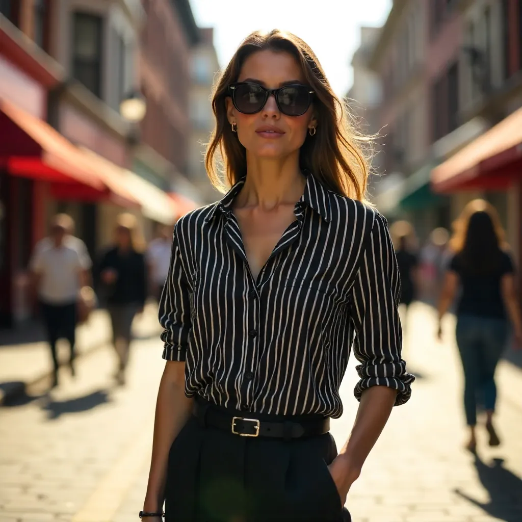 Confident Street Style: Stripes and Sunglasses