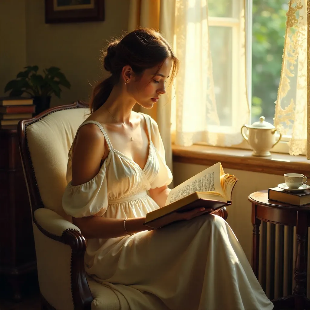 Golden Hour Reading in a Vintage Room