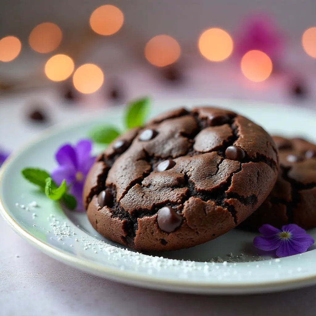 Chocolate Cookies with Floral Bokeh Dessert Display