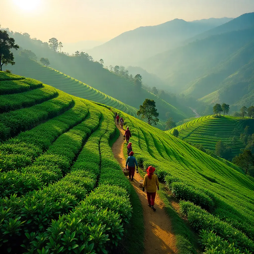 Aerial Tea Terraces of Munnar