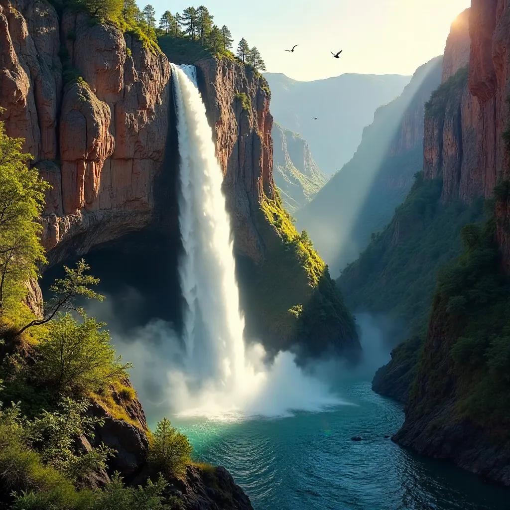 Stunning Canyon Waterfall: Grand Natural Beauty