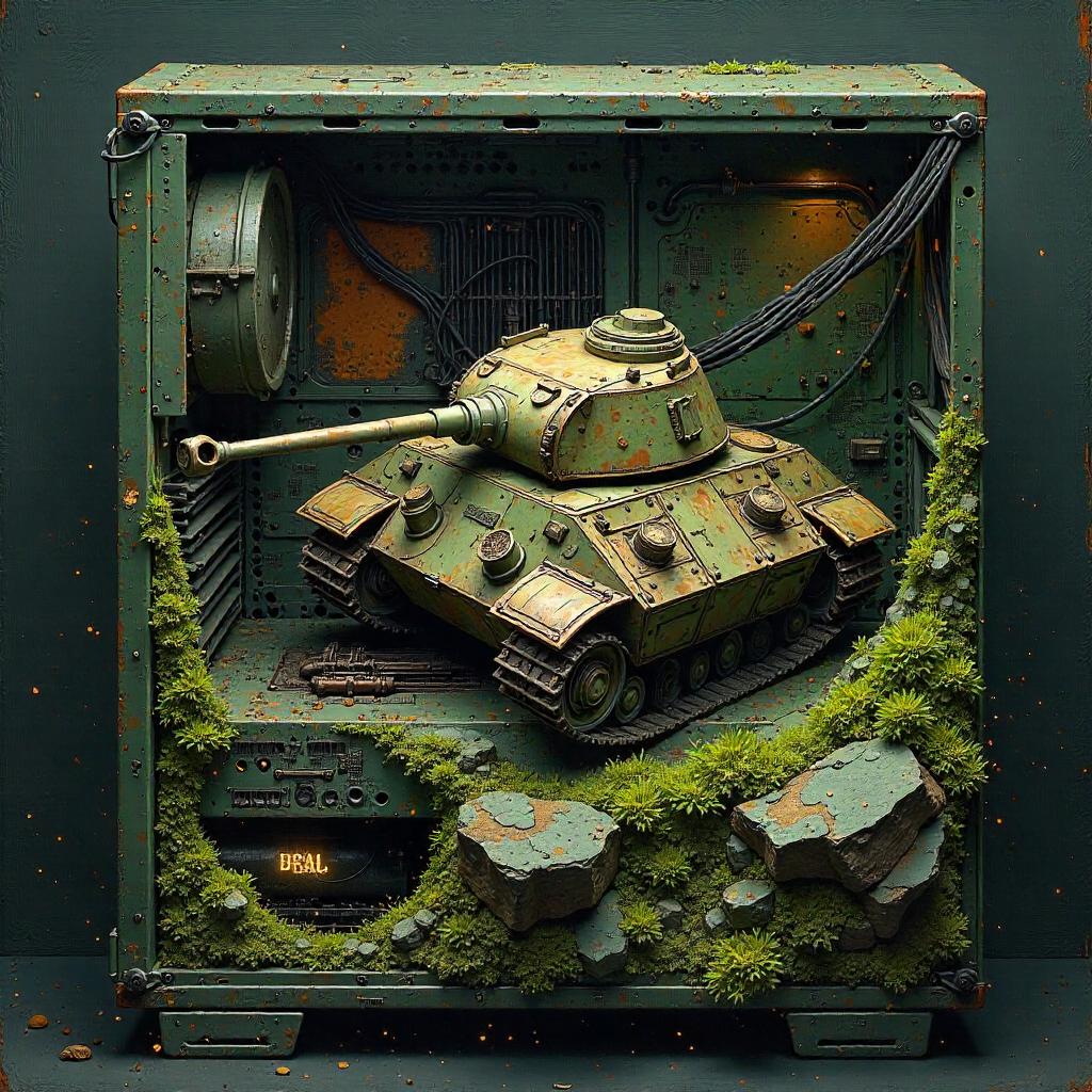 Oil Painting: A Tank Inside a Computer