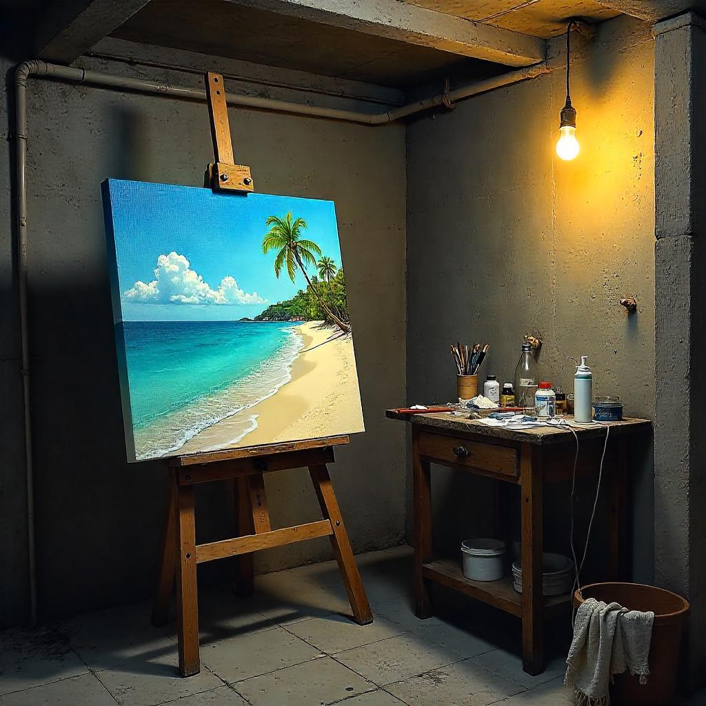 Basement Beach: An Oil Painting Emerges