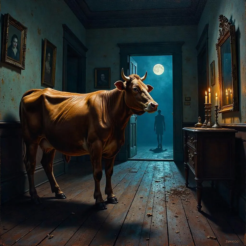The Haunted House Cow: An Oil Painting