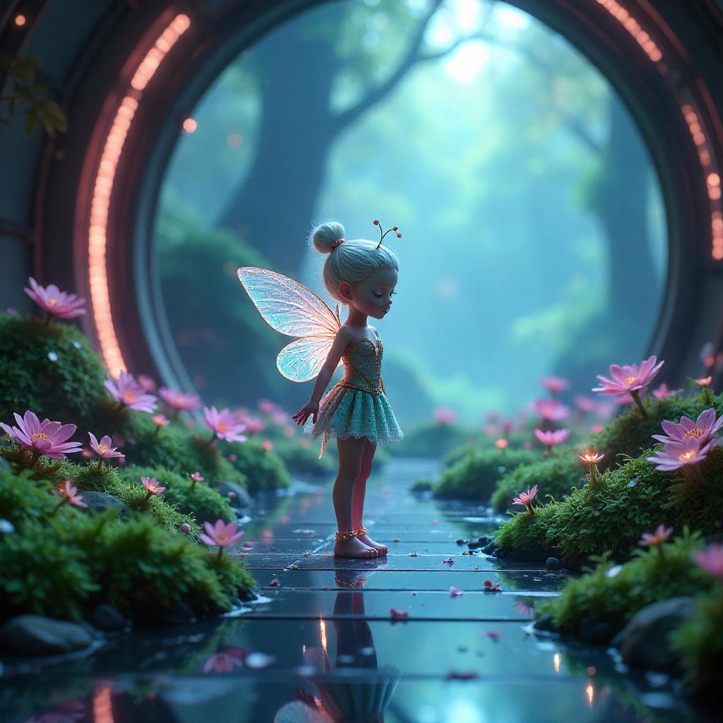 Pixie in a Luminous Holodeck - 3D Render