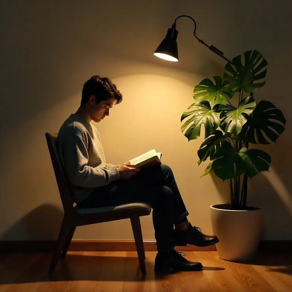 Spotlight Reading by a Houseplant