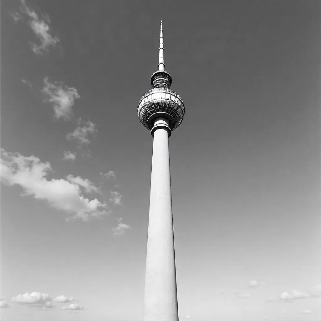 Monochrome Portrait of an Iconic TV Tower on a Clear Day
