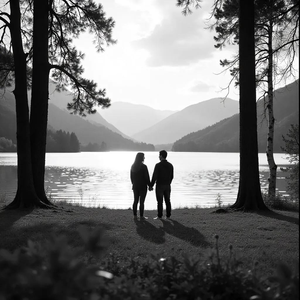 Monochrome Distance in a Serene Meadow