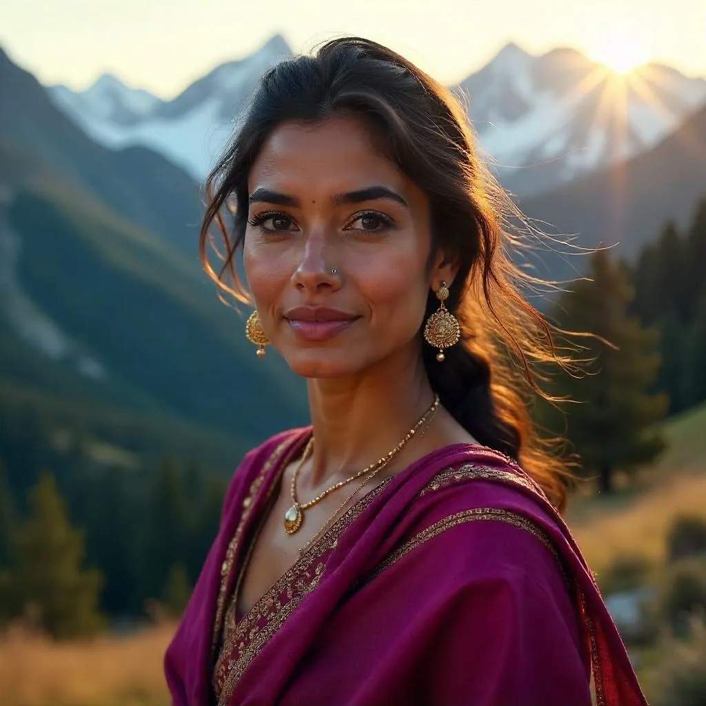 Himalayan Radiance: Indian Woman in the Mountains