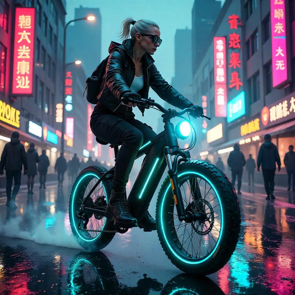 Neon Cyclist: Cyberpunk City Ride